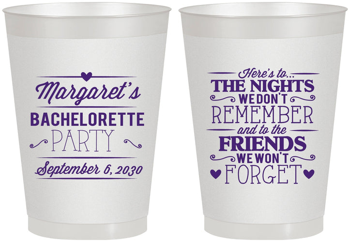 Personalized Bachelorette 8 oz Frosted Cups - Nights Remember | 60034