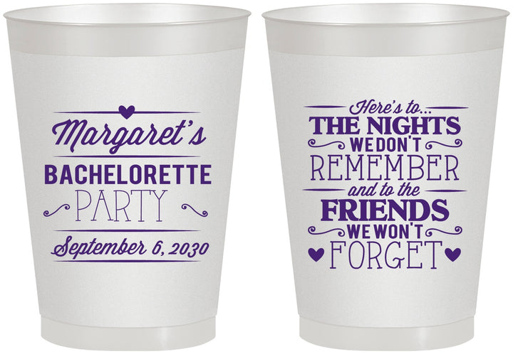 Personalized Bachelorette 8 oz Frosted Cups - Nights Remember | 60034