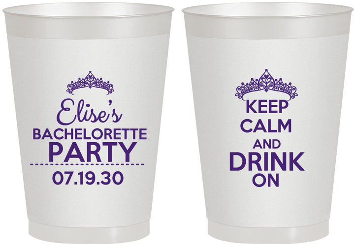 Personalized Bachelorette 8 oz Frosted Cups - Keep Calm Drink On | 60036