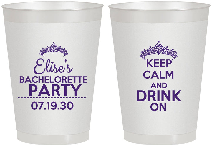 Personalized Bachelorette 8 oz Frosted Cups - Keep Calm Drink On | 60036