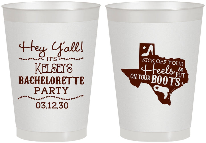 Personalized Bachelorette 8 oz Frosted Cups - Texas Cowgirl | 60041