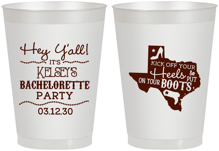 Personalized Bachelorette 8 oz Frosted Cups - Texas Cowgirl | 60041