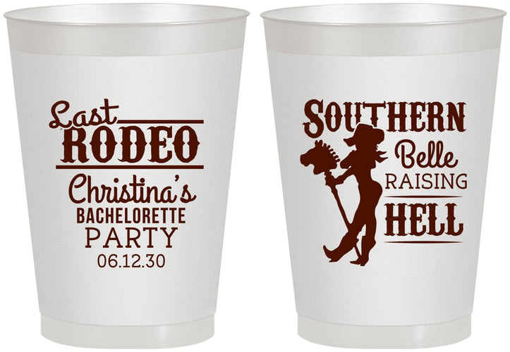Personalized Bachelorette 8 oz Frosted Cups - Raising Hell Last Rodeo | 60042