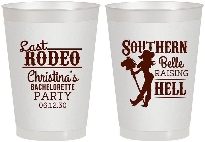 Personalized Bachelorette 8 oz Frosted Cups - Raising Hell Last Rodeo | 60042