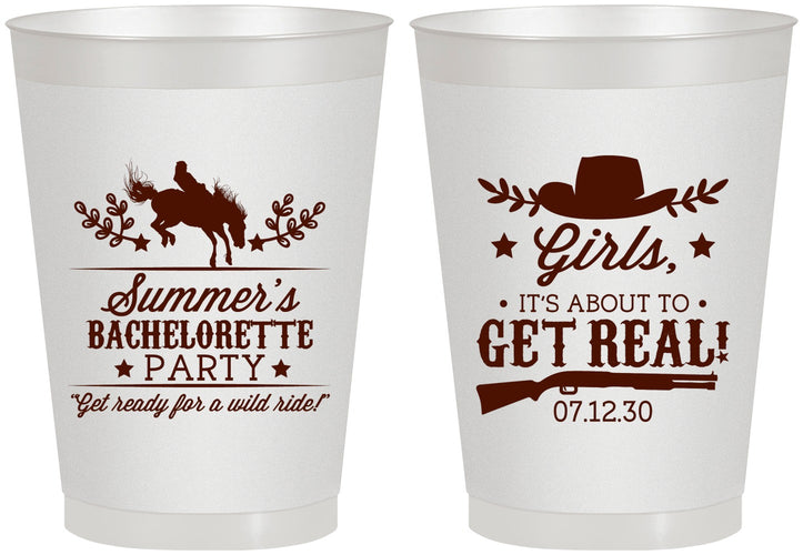 Personalized Bachelorette 8 oz Frosted Cups - Its About To Get Real | 60043