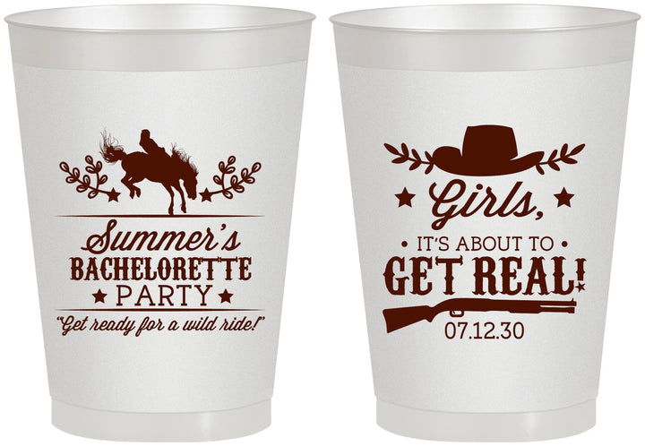 Personalized Bachelorette 8 oz Frosted Cups - Its About To Get Real | 60043