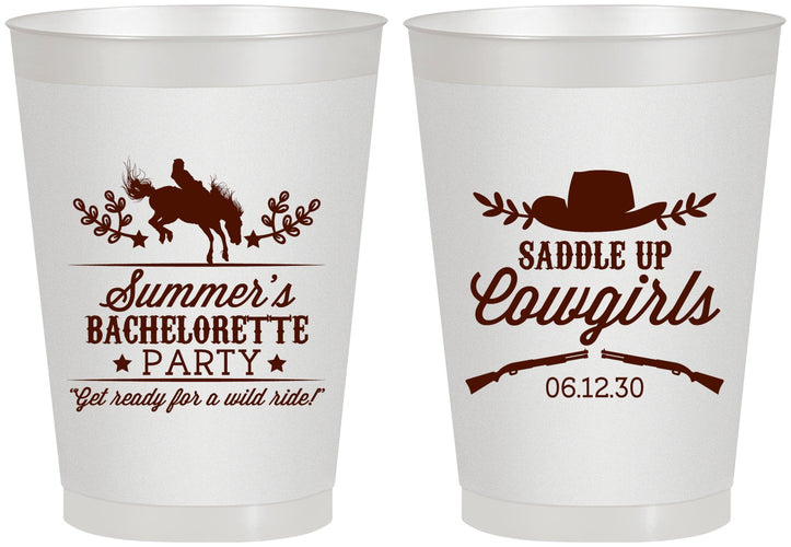 Personalized Bachelorette 8 oz Frosted Cups - Saddle Up Cowgirls | 60045