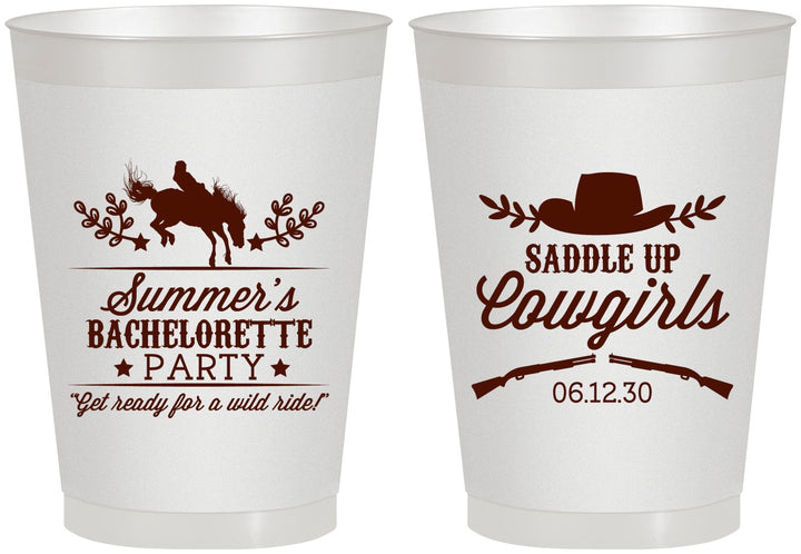 Personalized Bachelorette 8 oz Frosted Cups - Saddle Up Cowgirls | 60045