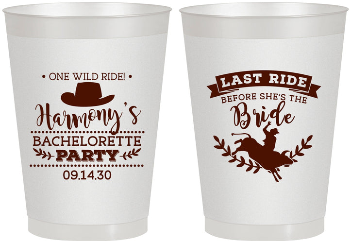 Personalized Bachelorette 8 oz Frosted Cups - Last Ride Before Bride | 60046