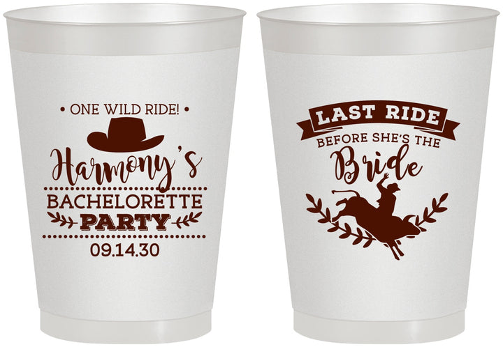 Personalized Bachelorette 8 oz Frosted Cups - Last Ride Before Bride | 60046