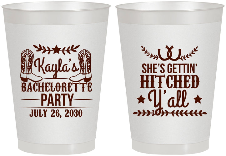 Personalized Bachelorette 8 oz Frosted Cups - Getting Hitched Yall | 60047