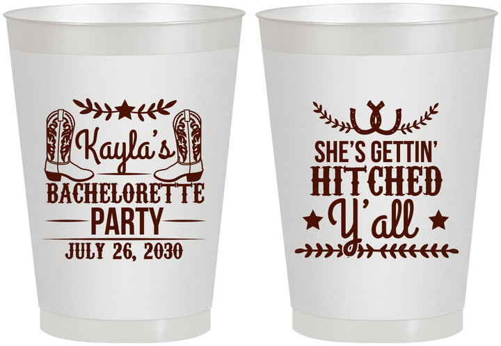 Personalized Bachelorette 8 oz Frosted Cups - Getting Hitched Yall | 60047