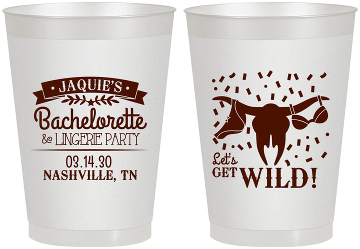 Personalized Bachelorette 8 oz Frosted Cups - Lets Get Wild Cowgirl | 60048