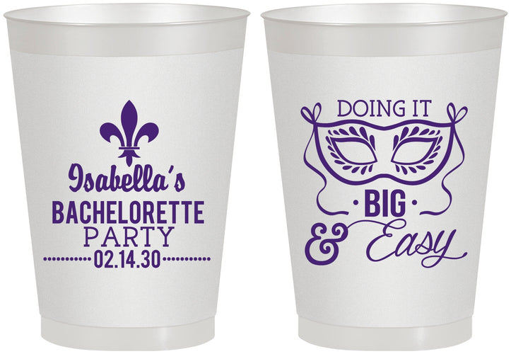 Personalized Bachelorette 8 oz Frosted Cups - Mardi Gras | 60059