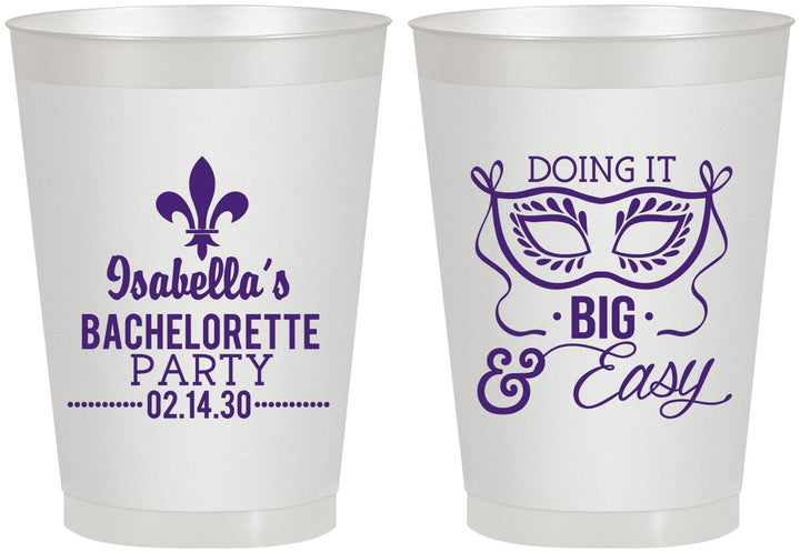 Personalized Bachelorette 8 oz Frosted Cups - Mardi Gras | 60059