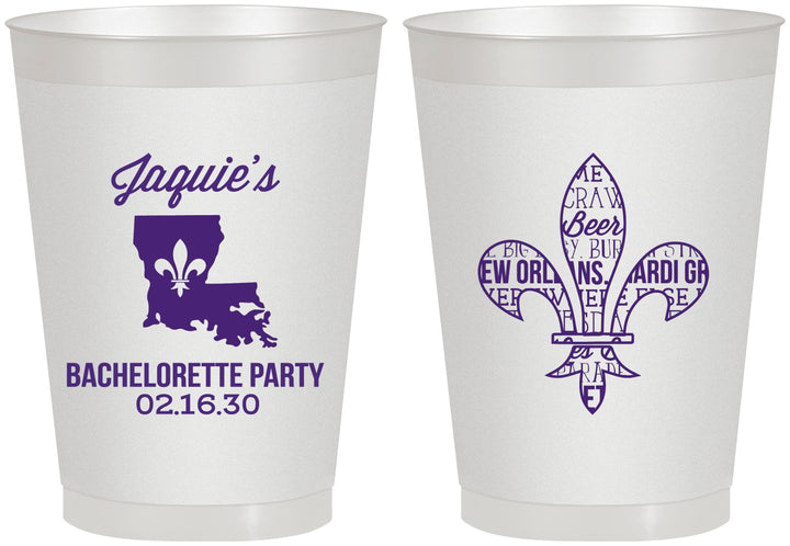 Personalized Bachelorette 8 oz Frosted Cups - Mardi Gras | 60062