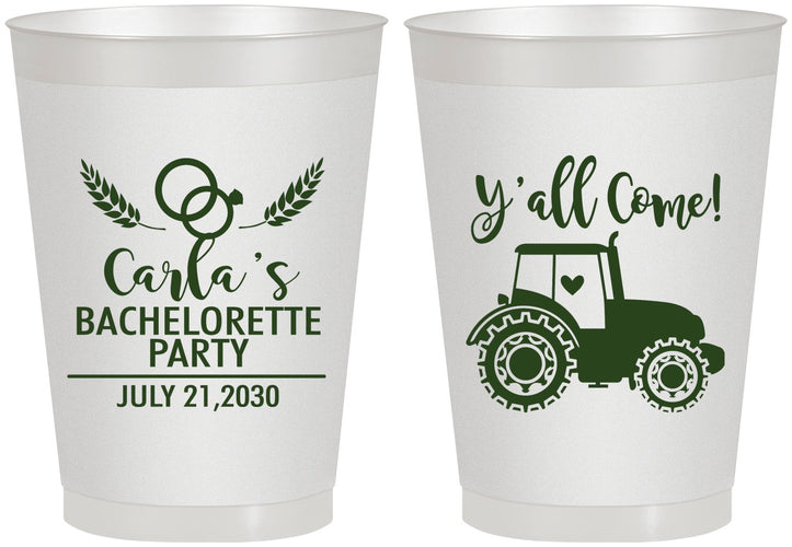 Personalized Bachelorette 8 oz Frosted Cups - Tractor Farm | 60070