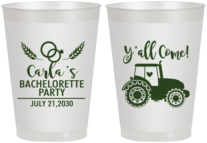 Personalized Bachelorette 8 oz Frosted Cups - Tractor Farm | 60070