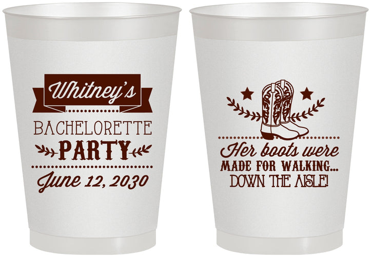 Personalized Bachelorette 8 oz Frosted Cups - Cowgirl Boots | 60072
