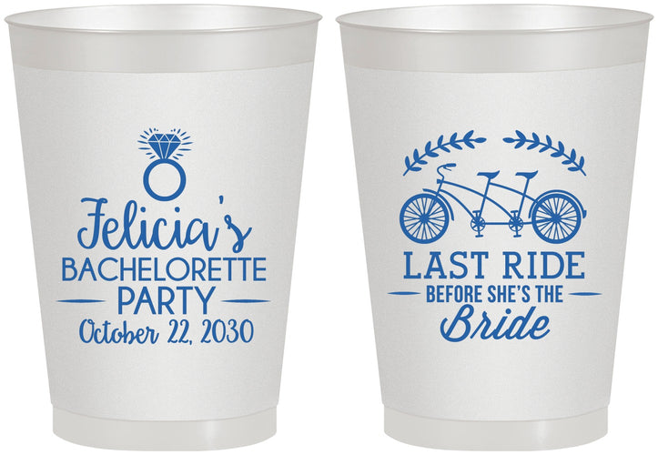 Personalized Bachelorette 8 oz Frosted Cups - Last Ride Before Bride | 60073