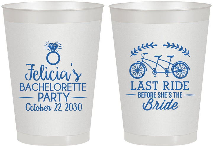 Personalized Bachelorette 8 oz Frosted Cups - Last Ride Before Bride | 60073