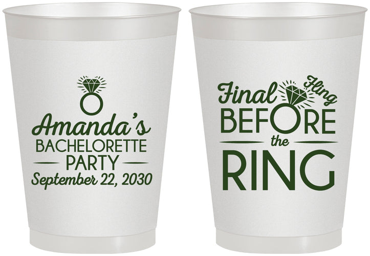 Personalized Bachelorette 8 oz Frosted Cups - Final Fling Before The Ring | 60074