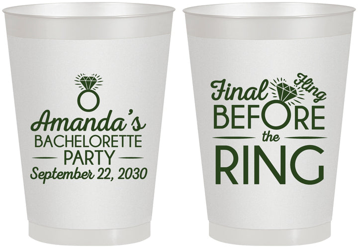 Personalized Bachelorette 8 oz Frosted Cups - Final Fling Before The Ring | 60074
