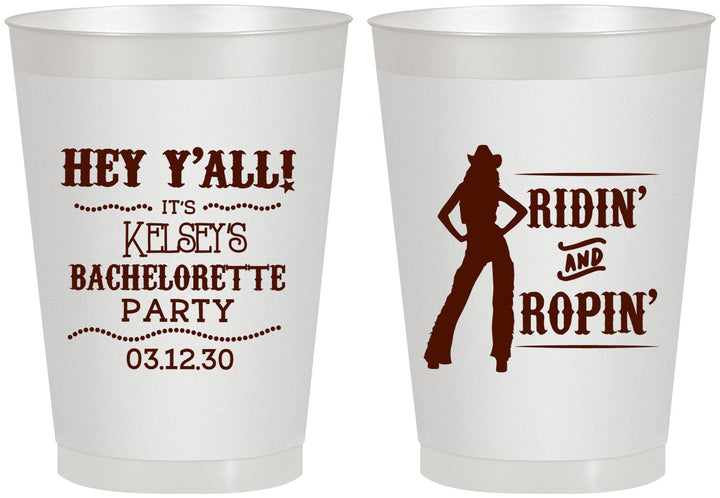 Personalized Bachelorette 8 oz Frosted Cups - Ridin And Ropin | 60078