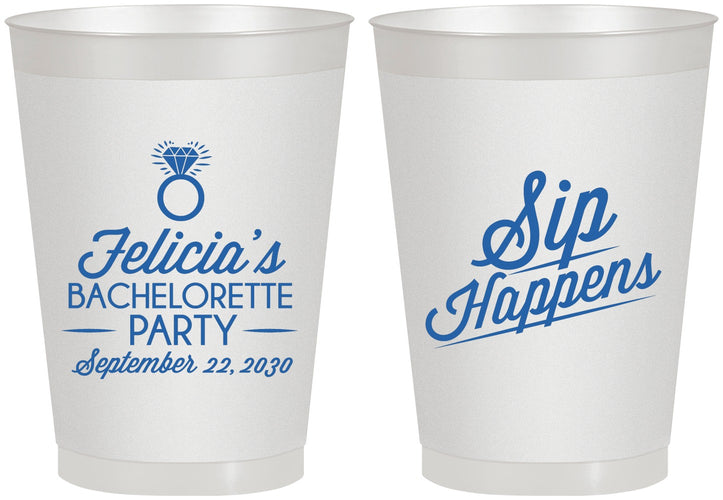 Personalized Bachelorette 8 oz Frosted Cups - Sip Happens | 60081