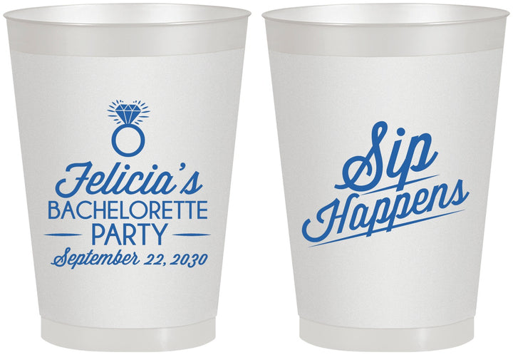 Personalized Bachelorette 8 oz Frosted Cups - Sip Happens | 60081