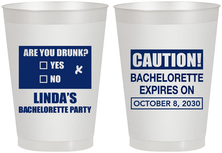 Personalized Bachelorette 8 oz Frosted Cups - Caution | 60082