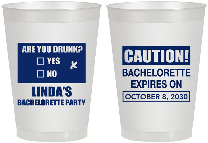 Personalized Bachelorette 8 oz Frosted Cups - Caution | 60082