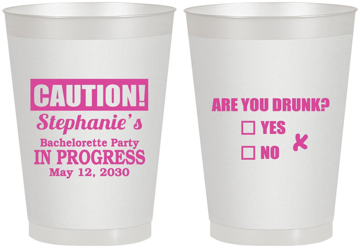 Personalized Bachelorette 8 oz Frosted Cups - Drunk Yes Or No | 60083