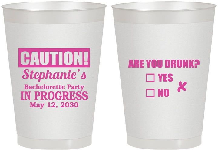 Personalized Bachelorette 8 oz Frosted Cups - Drunk Yes Or No | 60083