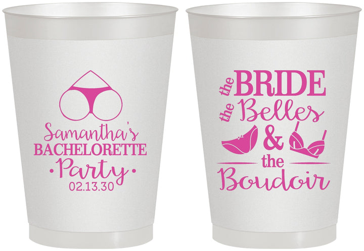 Personalized Bachelorette 8 oz Frosted Cups - Brides Bells Boudoir | 60085