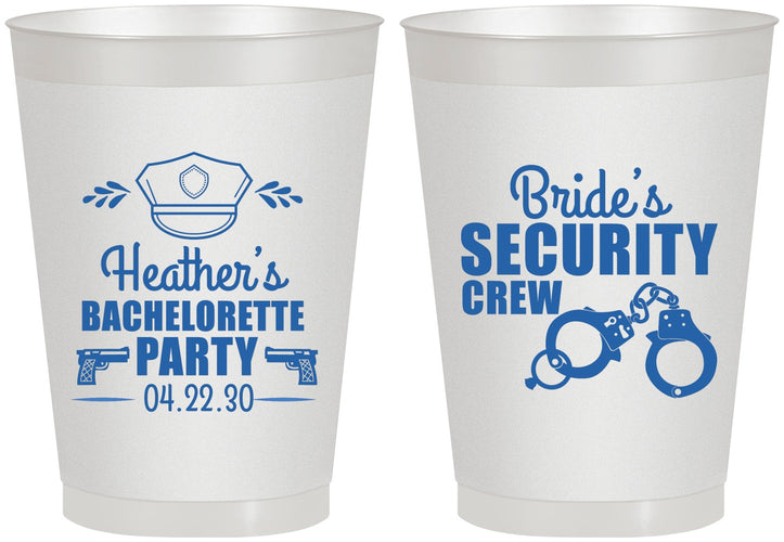 Personalized Bachelorette 8 oz Frosted Cups - Police Security Crew | 60091