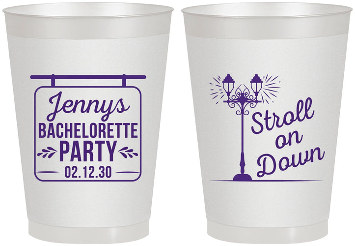 Personalized Bachelorette 8 oz Frosted Cups - Stroll On Down | 60092