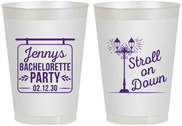 Personalized Bachelorette 8 oz Frosted Cups - Stroll On Down | 60092