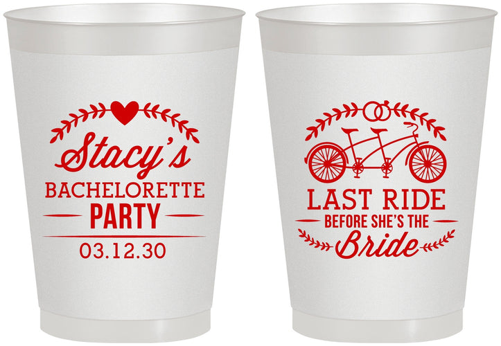 Personalized Bachelorette 8 oz Frosted Cups - Last Ride Before Bride | 60093