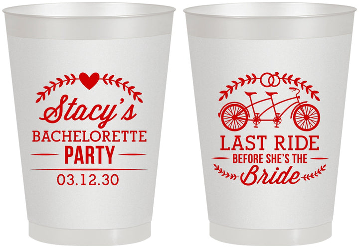 Personalized Bachelorette 8 oz Frosted Cups - Last Ride Before Bride | 60093