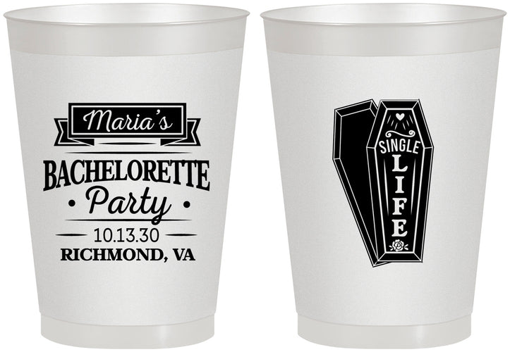 Personalized Bachelorette 8 oz Frosted Cups - Rip Single Life | 60095