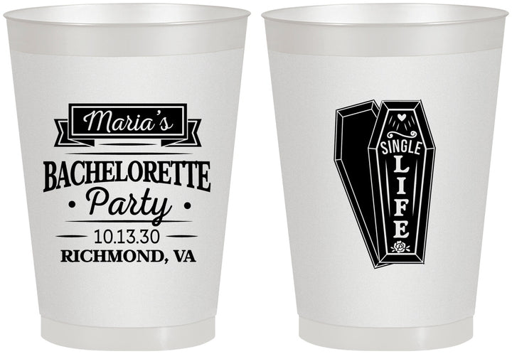 Personalized Bachelorette 8 oz Frosted Cups - Rip Single Life | 60095