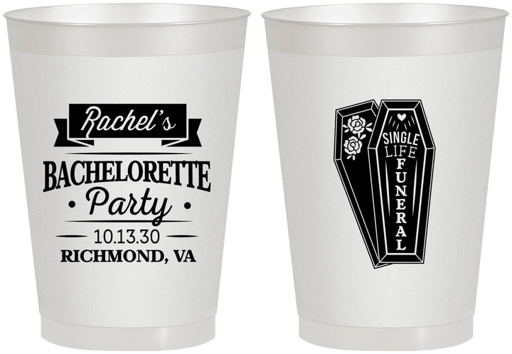 Personalized Bachelorette 8 oz Frosted Cups - Rip Single Life | 60096