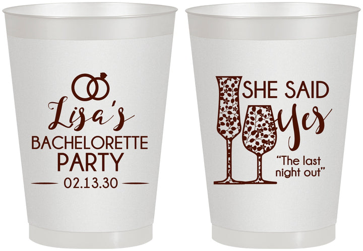 Personalized Bachelorette 8 oz Frosted Cups - The Last Night Out | 60097