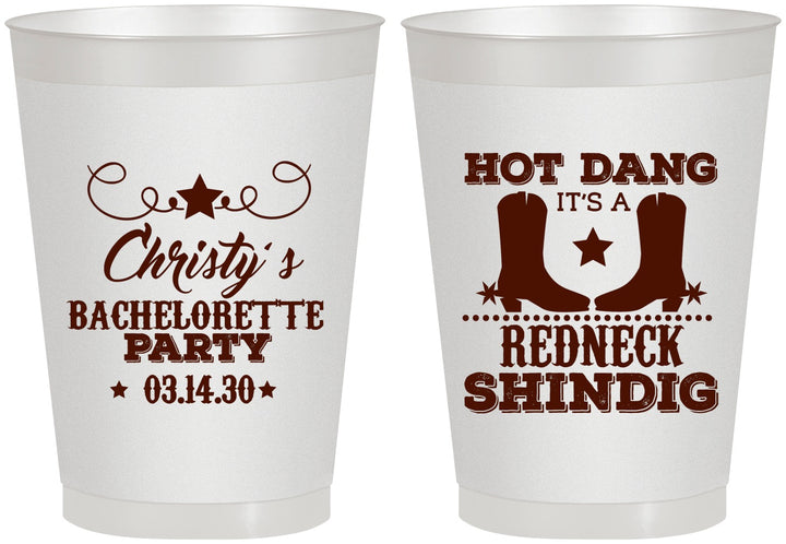 Personalized Bachelorette 8 oz Frosted Cups - Redneck Shindig | 60100