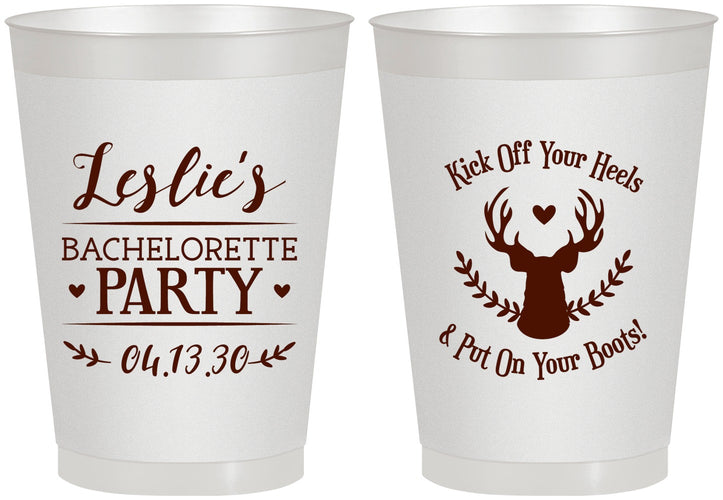 Personalized Bachelorette 8 oz Frosted Cups - Deer Heels Boots | 60102
