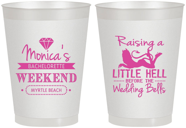 Personalized Bachelorette 8 oz Frosted Cups - Raising A Little Hell | 60103