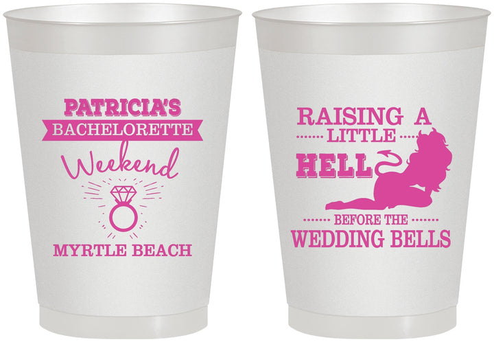 Personalized Bachelorette 8 oz Frosted Cups - Raising A Little Hell | 60104
