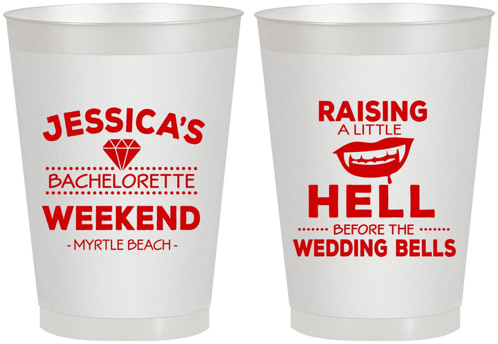 Personalized Bachelorette 8 oz Frosted Cups - Raising A Little Hell | 60106