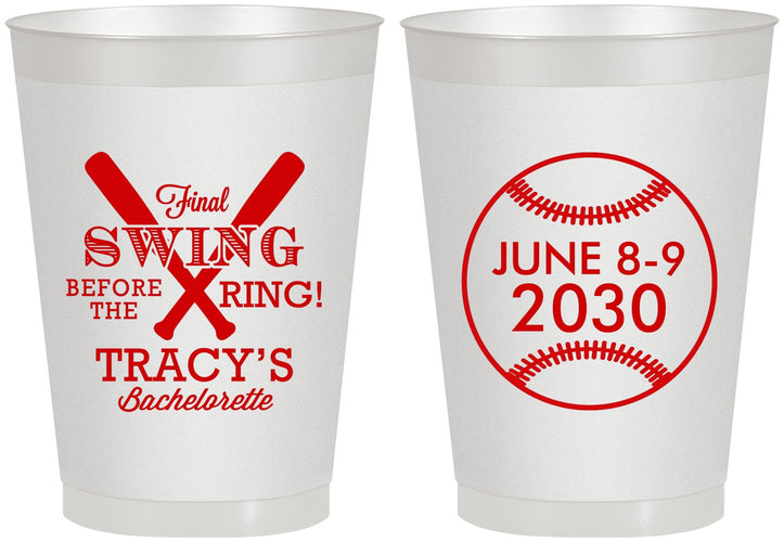 Personalized Bachelorette 8 oz Frosted Cups - Final Swing Before Ring | 60109